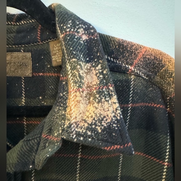 Upcycled Distressed Flannel Shirt Roadrunner Handcraftedl Bleached LG 100% Cottn - Picture 9 of 14